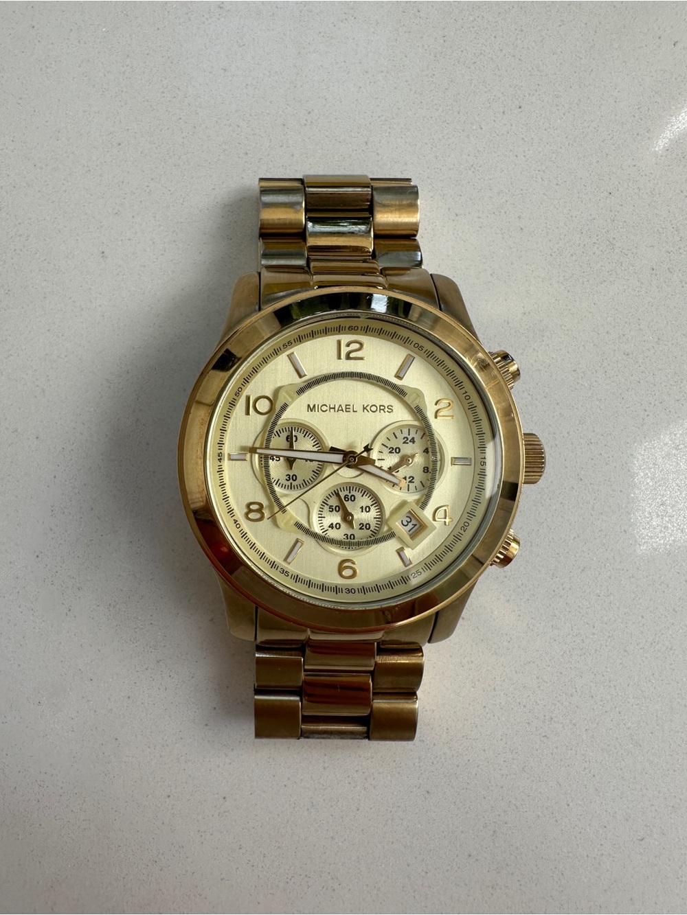 Gold Tone Michael Kors chronograph Runway Watch | Authentic | Extra Links incl